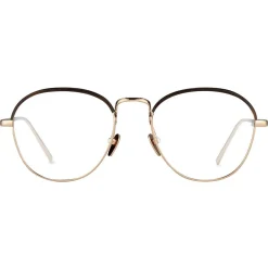 Linda Farrow Sunglasses & Eyewear-- 502 C3 Oval Optical Frames - Rose Gold and Mocha - Eyewear - Avvenice