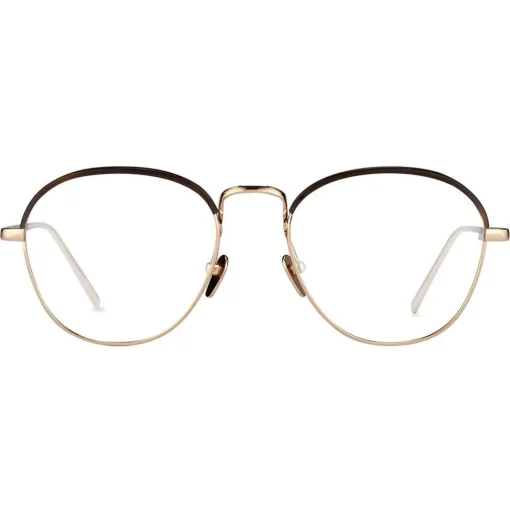 Linda Farrow Sunglasses & Eyewear-- 502 C3 Oval Optical Frames - Rose Gold and Mocha - Eyewear - Avvenice