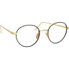 Linda Farrow Sunglasses & Eyewear-- 718 C1 Oval Optical Frames - Yellow Gold and Black - Eyewear - Avvenice