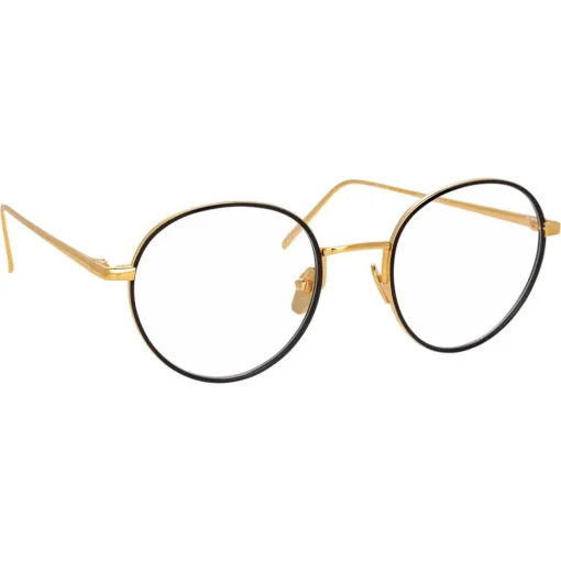 Linda Farrow Sunglasses & Eyewear-- 718 C1 Oval Optical Frames - Yellow Gold and Black - Eyewear - Avvenice
