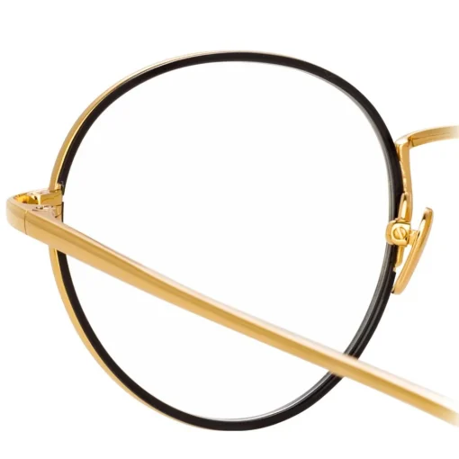 Linda Farrow Sunglasses & Eyewear-- 718 C1 Oval Optical Frames - Yellow Gold and Black - Eyewear - Avvenice