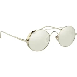 Linda Farrow Sunglasses & Eyewear-- 427 C2 Oval Sunglasses - White Gold - Eyewear - Gigi Hagid - Elle Macpherson - Official - Avvenice