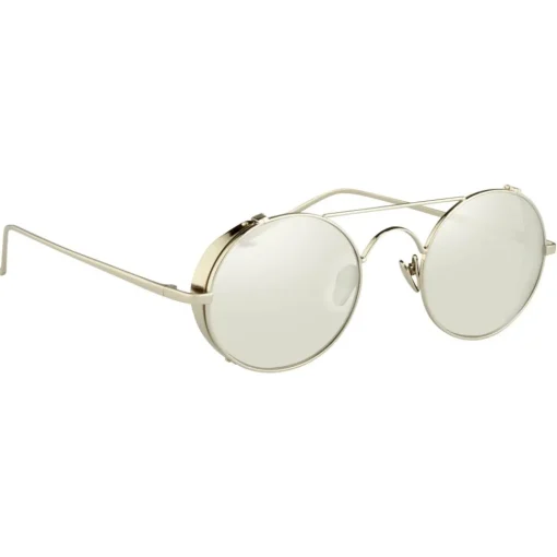 Linda Farrow Sunglasses & Eyewear-- 427 C2 Oval Sunglasses - White Gold - Eyewear - Gigi Hagid - Elle Macpherson - Official - Avvenice