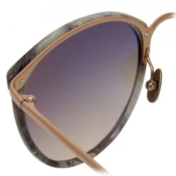Linda Farrow Sunglasses & Eyewear-- 251 C41 Oval Sunglasses - Grey Marble - Eyewear - Avvenice