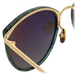 Linda Farrow Sunglasses & Eyewear-- 251 C40 Oval Sunglasses - Jade - Eyewear - Avvenice