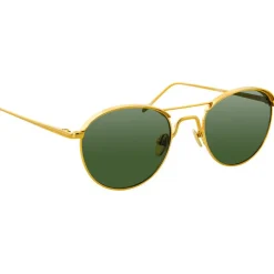 Linda Farrow Sunglasses & Eyewear-- 623 C5 Oval Sunglasses - Yellow Gold - Eyewear - Avvenice