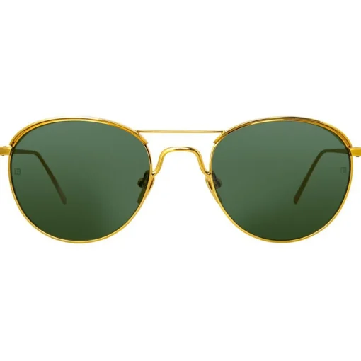 Linda Farrow Sunglasses & Eyewear-- 623 C5 Oval Sunglasses - Yellow Gold - Eyewear - Avvenice