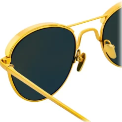 Linda Farrow Sunglasses & Eyewear-- 623 C5 Oval Sunglasses - Yellow Gold - Eyewear - Avvenice