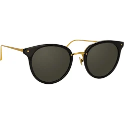Linda Farrow Sunglasses & Eyewear-- 722 C1 Oval Sunglasses - Black - Eyewear - Avvenice