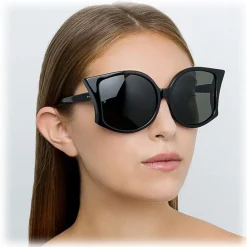 Linda Farrow Sunglasses & Eyewear-- 595 C1 Oversized Sunglasses - Black - Eyewear - Avvenice