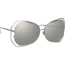 Linda Farrow Sunglasses & Eyewear-- 695 C2 Oversized Sunglasses - White Gold - Eyewear - Avvenice
