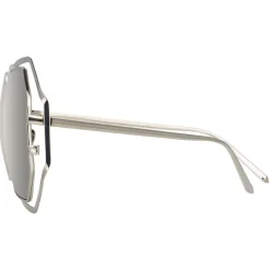 Linda Farrow Sunglasses & Eyewear-- 695 C2 Oversized Sunglasses - White Gold - Eyewear - Avvenice