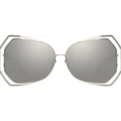 Linda Farrow Sunglasses & Eyewear-- 695 C2 Oversized Sunglasses - White Gold - Eyewear - Avvenice