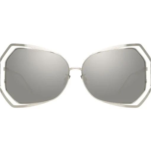Linda Farrow Sunglasses & Eyewear-- 695 C2 Oversized Sunglasses - White Gold - Eyewear - Avvenice