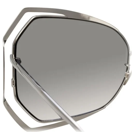 Linda Farrow Sunglasses & Eyewear-- 695 C2 Oversized Sunglasses - White Gold - Eyewear - Avvenice