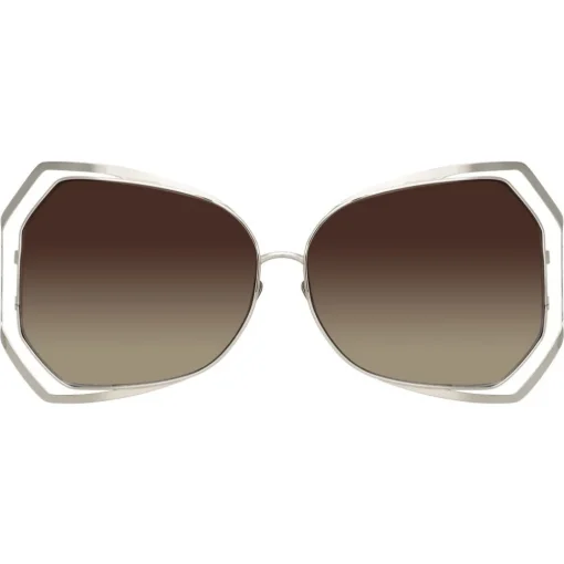 Linda Farrow Sunglasses & Eyewear-- 695 C5 Oversized Sunglasses - White Gold - Eyewear - Avvenice