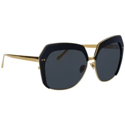 Linda Farrow Sunglasses & Eyewear-- 578 C1 Oversized Sunglasses - Black - Eyewear - Avvenice