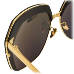 Linda Farrow Sunglasses & Eyewear-- 578 C1 Oversized Sunglasses - Black - Eyewear - Avvenice