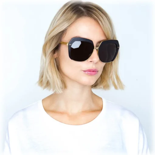 Linda Farrow Sunglasses & Eyewear-- 578 C1 Oversized Sunglasses - Black - Eyewear - Avvenice