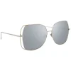 Linda Farrow Sunglasses & Eyewear-- 590 C2 Oversized Sunglasses - White Gold - Eyewear - Avvenice