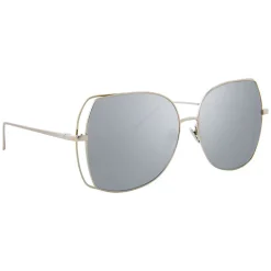 Linda Farrow Sunglasses & Eyewear-- 590 C2 Oversized Sunglasses - White Gold - Eyewear - Avvenice