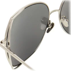 Linda Farrow Sunglasses & Eyewear-- 590 C2 Oversized Sunglasses - White Gold - Eyewear - Avvenice