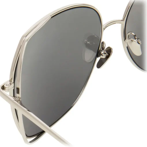 Linda Farrow Sunglasses & Eyewear-- 590 C2 Oversized Sunglasses - White Gold - Eyewear - Avvenice