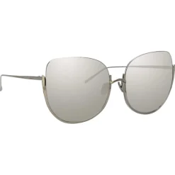 Linda Farrow Sunglasses & Eyewear-- 847 C2 Oversized Sunglasses - White Gold - Eyewear - Avvenice