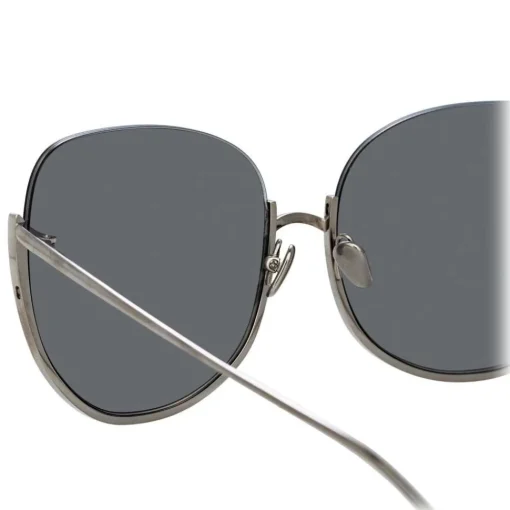 Linda Farrow Sunglasses & Eyewear-- 847 C2 Oversized Sunglasses - White Gold - Eyewear - Avvenice