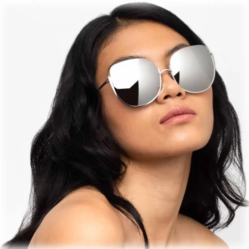 Linda Farrow Sunglasses & Eyewear-- 847 C2 Oversized Sunglasses - White Gold - Eyewear - Avvenice