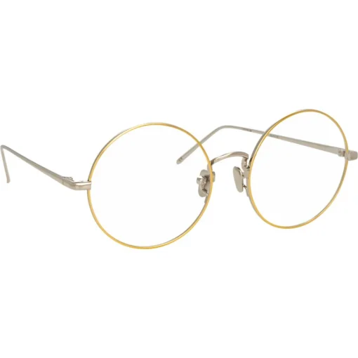 Linda Farrow Sunglasses & Eyewear-- 741 C10 Round Optical Frames - White Gold and Yellow Gold - Eyewear - Avvenice