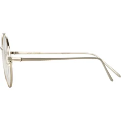 Linda Farrow Sunglasses & Eyewear-- 741 C10 Round Optical Frames - White Gold and Yellow Gold - Eyewear - Avvenice