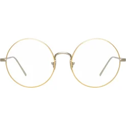 Linda Farrow Sunglasses & Eyewear-- 741 C10 Round Optical Frames - White Gold and Yellow Gold - Eyewear - Avvenice