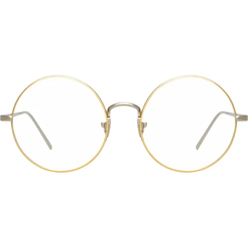 Linda Farrow Sunglasses & Eyewear-- 741 C10 Round Optical Frames - White Gold and Yellow Gold - Eyewear - Avvenice