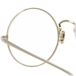 Linda Farrow Sunglasses & Eyewear-- 741 C10 Round Optical Frames - White Gold and Yellow Gold - Eyewear - Avvenice