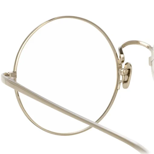 Linda Farrow Sunglasses & Eyewear-- 741 C10 Round Optical Frames - White Gold and Yellow Gold - Eyewear - Avvenice