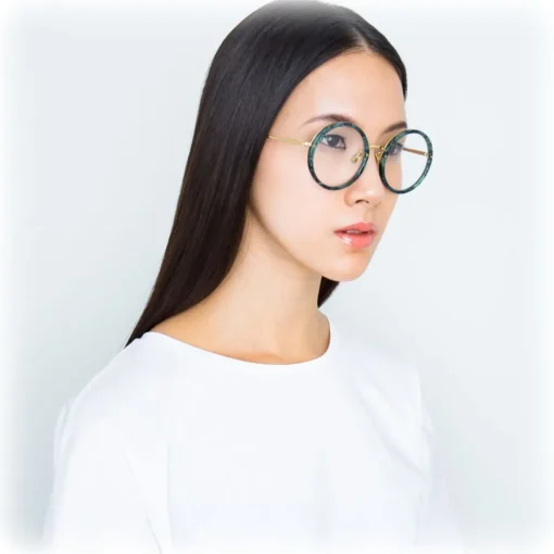 Linda Farrow Sunglasses & Eyewear-- 239 C53 Round Optical Frames - Jade - Eyewear - Avvenice