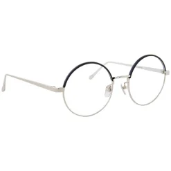 Linda Farrow Sunglasses & Eyewear-- 583 C3 Round Optical Frames - White Gold - Eyewear - Avvenice