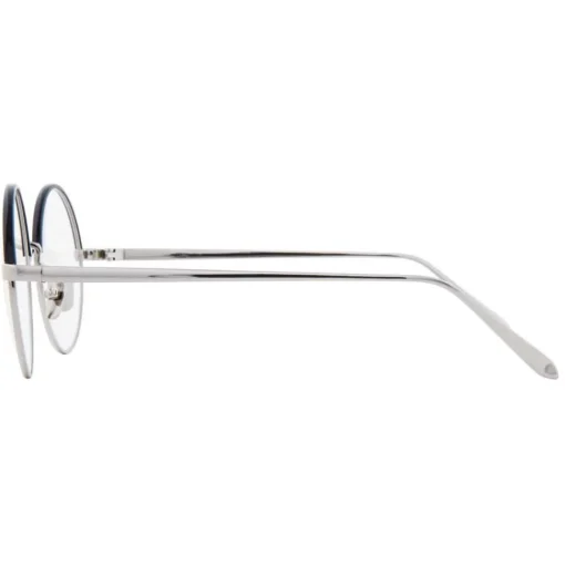 Linda Farrow Sunglasses & Eyewear-- 583 C3 Round Optical Frames - White Gold - Eyewear - Avvenice