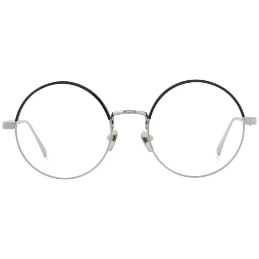 Linda Farrow Sunglasses & Eyewear-- 583 C3 Round Optical Frames - White Gold - Eyewear - Avvenice