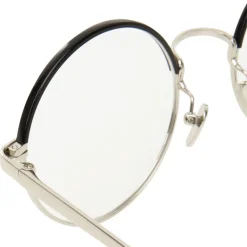 Linda Farrow Sunglasses & Eyewear-- 583 C3 Round Optical Frames - White Gold - Eyewear - Avvenice