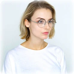 Linda Farrow Sunglasses & Eyewear-- 583 C3 Round Optical Frames - White Gold - Eyewear - Avvenice