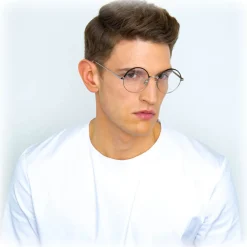 Linda Farrow Sunglasses & Eyewear-- 583 C3 Round Optical Frames - White Gold - Eyewear - Avvenice