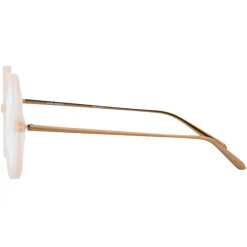 Linda Farrow Sunglasses & Eyewear-- 645 C3 Round Optical Frames - Milky Peach - Eyewear - Avvenice
