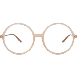 Linda Farrow Sunglasses & Eyewear-- 645 C3 Round Optical Frames - Milky Peach - Eyewear - Avvenice