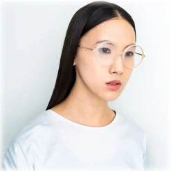 Linda Farrow Sunglasses & Eyewear-- 645 C3 Round Optical Frames - Milky Peach - Eyewear - Avvenice