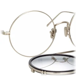 Linda Farrow Sunglasses & Eyewear-- 741 C4 Round Sunglasses - Black & Titanium - Eyewear - Avvenice