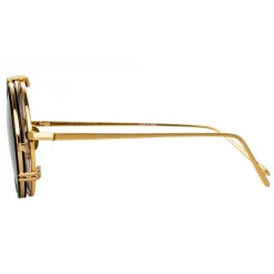 Linda Farrow Sunglasses & Eyewear-- 741 C1 Round Sunglasses - Black & Gold - Eyewear - Avvenice
