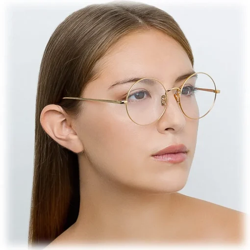 Linda Farrow Sunglasses & Eyewear-- 741 C1 Round Sunglasses - Black & Gold - Eyewear - Avvenice