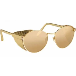 Linda Farrow Sunglasses & Eyewear-- 300 C8 Round Sunglasses - Yellow Gold - Eyewear - Avvenice
